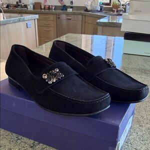 Stuart Weitzman Black Loafers with Embellishments